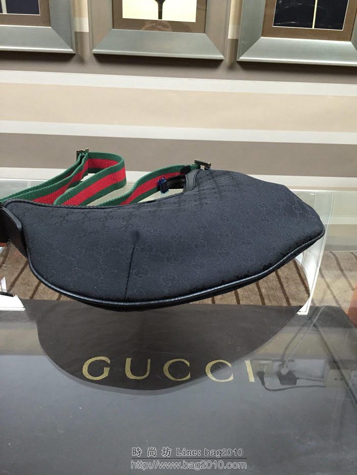 GUCCI 古馳女包 新款 181092 女士經典時尚雙G布配皮 單肩斜挎包 休閒包 古奇月亮包